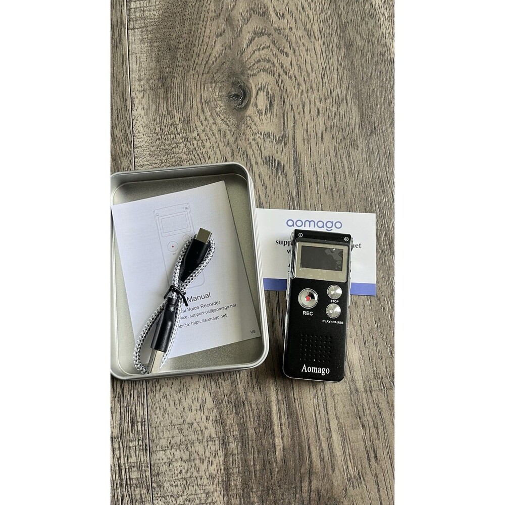 Aomago Black 64GB Digital Voice Recorder W/ MP3 Playback Sealed